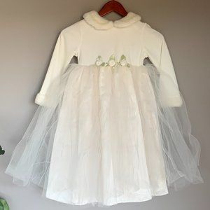 ❤Girls white velvet with tulle holiday dress